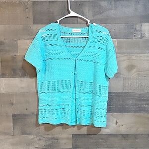 90's Crochet Twin Set - Tank and Cardigan - Size Medium